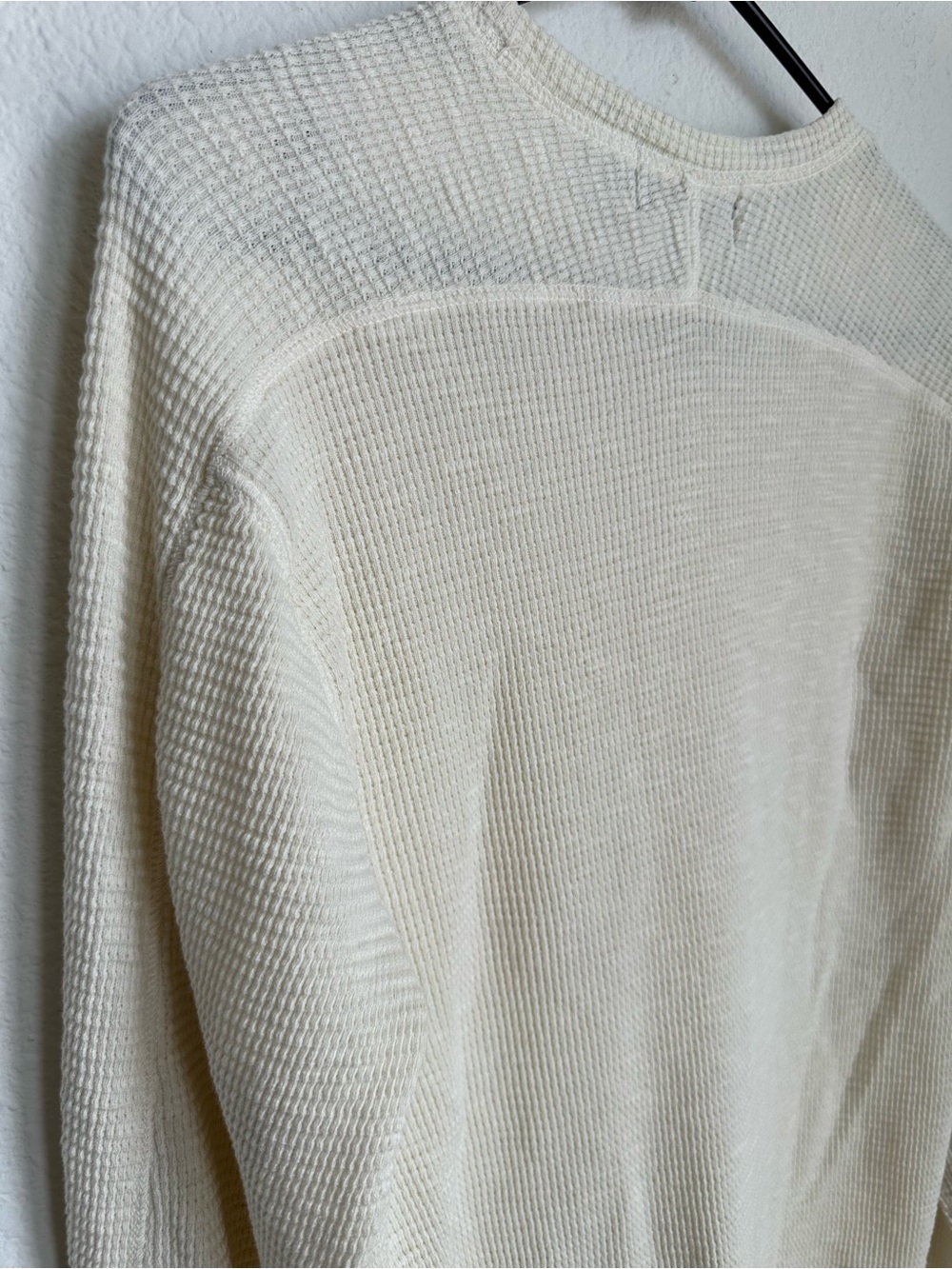 RRL Ralph Lauren textured Waffle-Knit Cream Long Sleeve Shirt Mens medium - Picture 13 of 13
